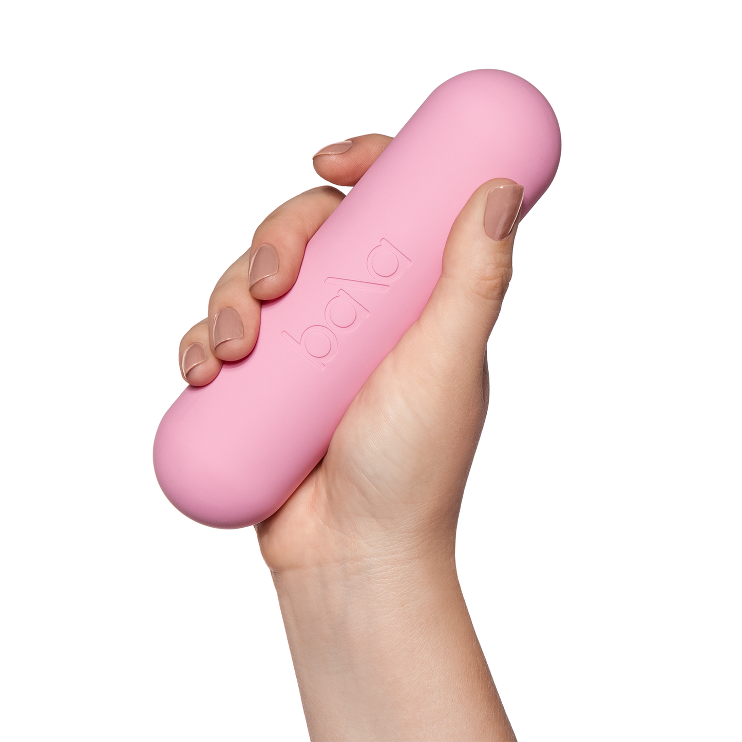 Ein pinker BALA BAR wird gehalten, um den Griff zu demonstrieren.