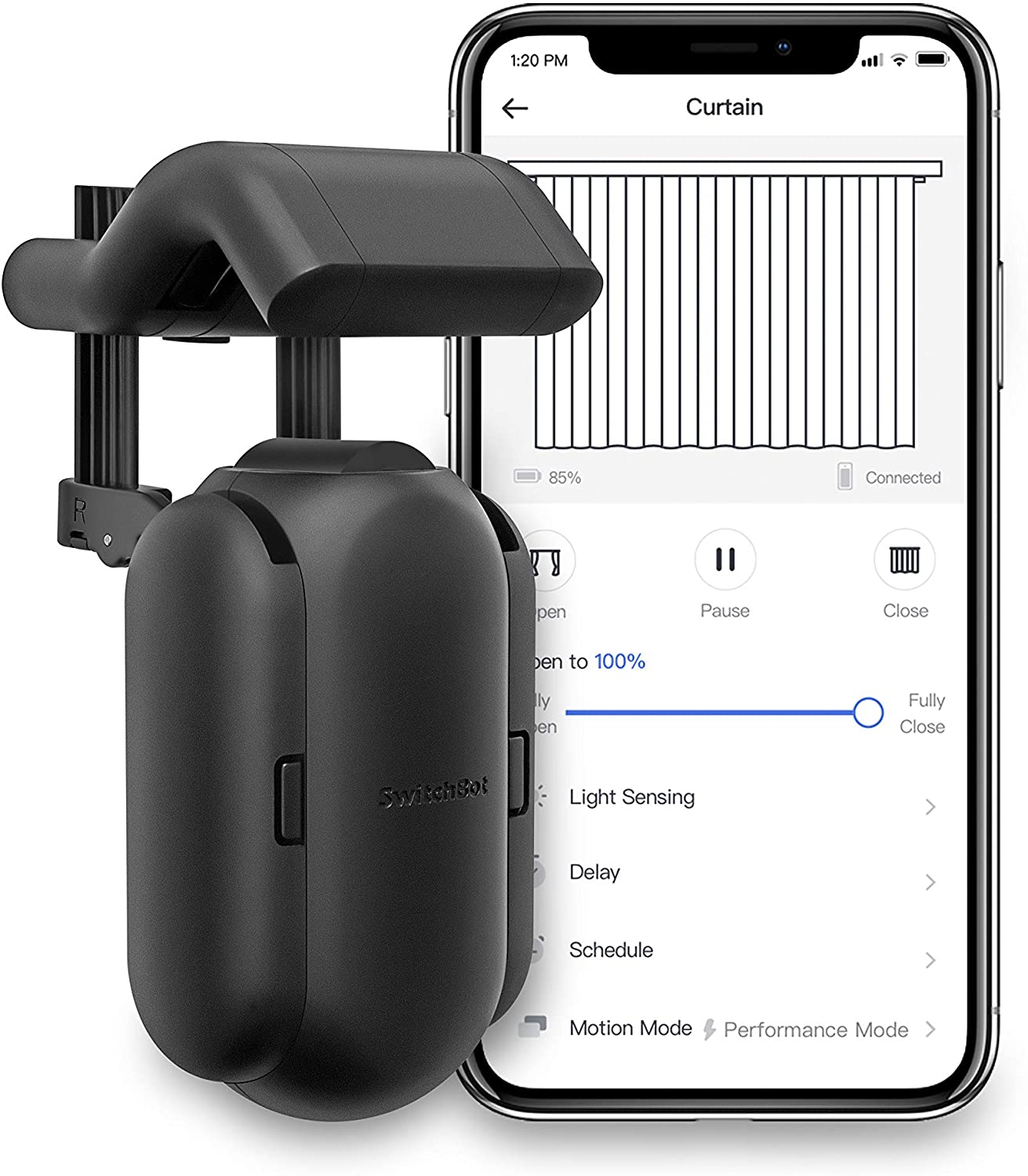 SwitchBot Curtain "Rod Pole" – Smarter Gardinenmotor für Gardinenstangen (Schwarz)