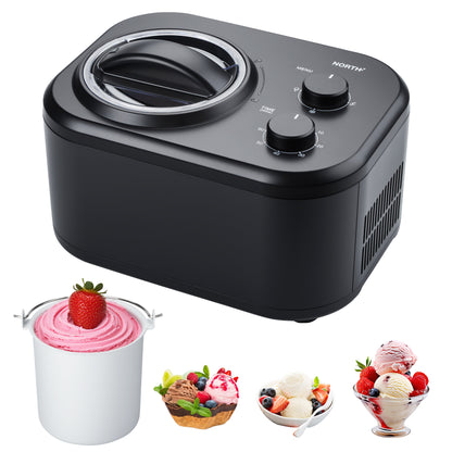 NORTH Speiseeismaschine mit Kompressor und Edelstahlbehälter – cremiges Eis, Sorbet und Frozen Yogurt selbst herstellen