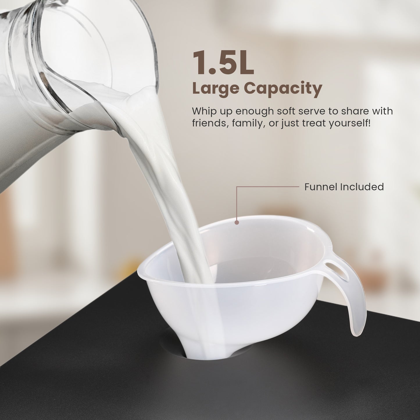 NORTH Soft Serve Eismaschine mit 1,5 Liter Fassungsvermögen und Einfülltrichter – ideal für Familie und Gäste