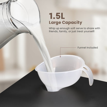NORTH Soft Serve Eismaschine mit 1,5 Liter Fassungsvermögen und Einfülltrichter – ideal für Familie und Gäste