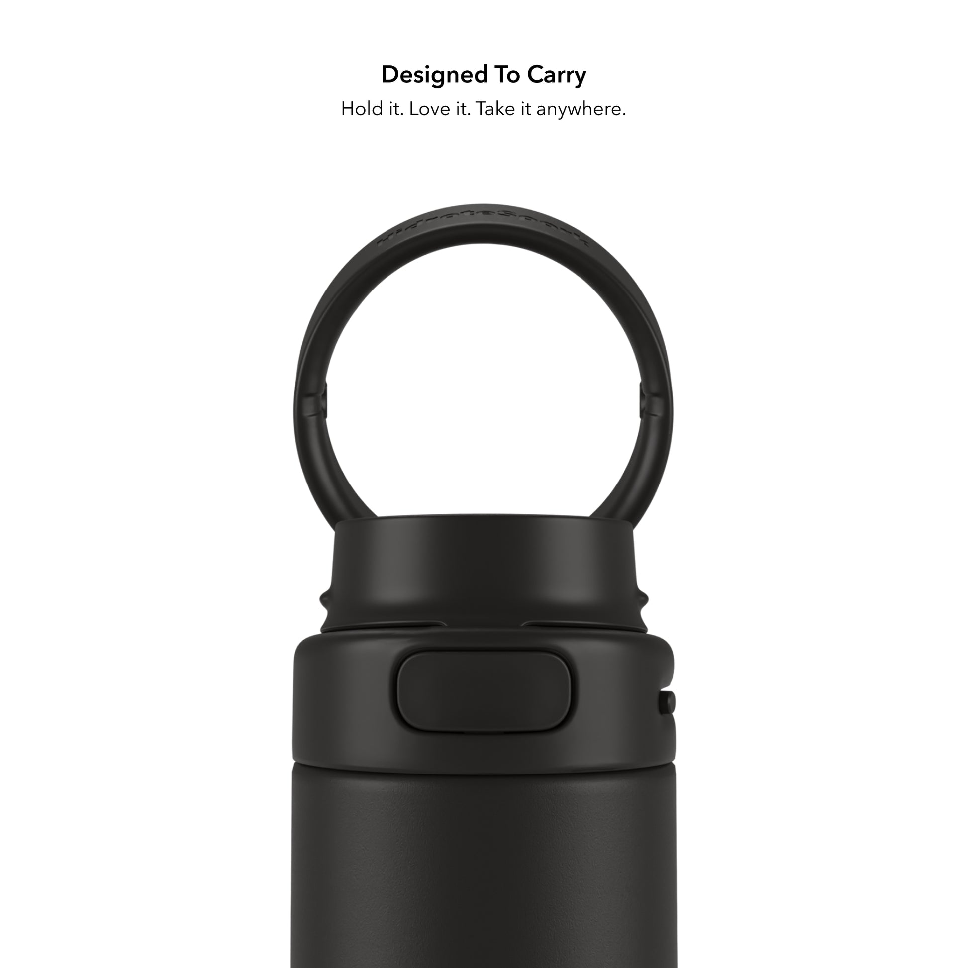 Schwarze HidrateSpark PRO 2 mit aufgerichtetem Ringgriff – Detailaufnahme