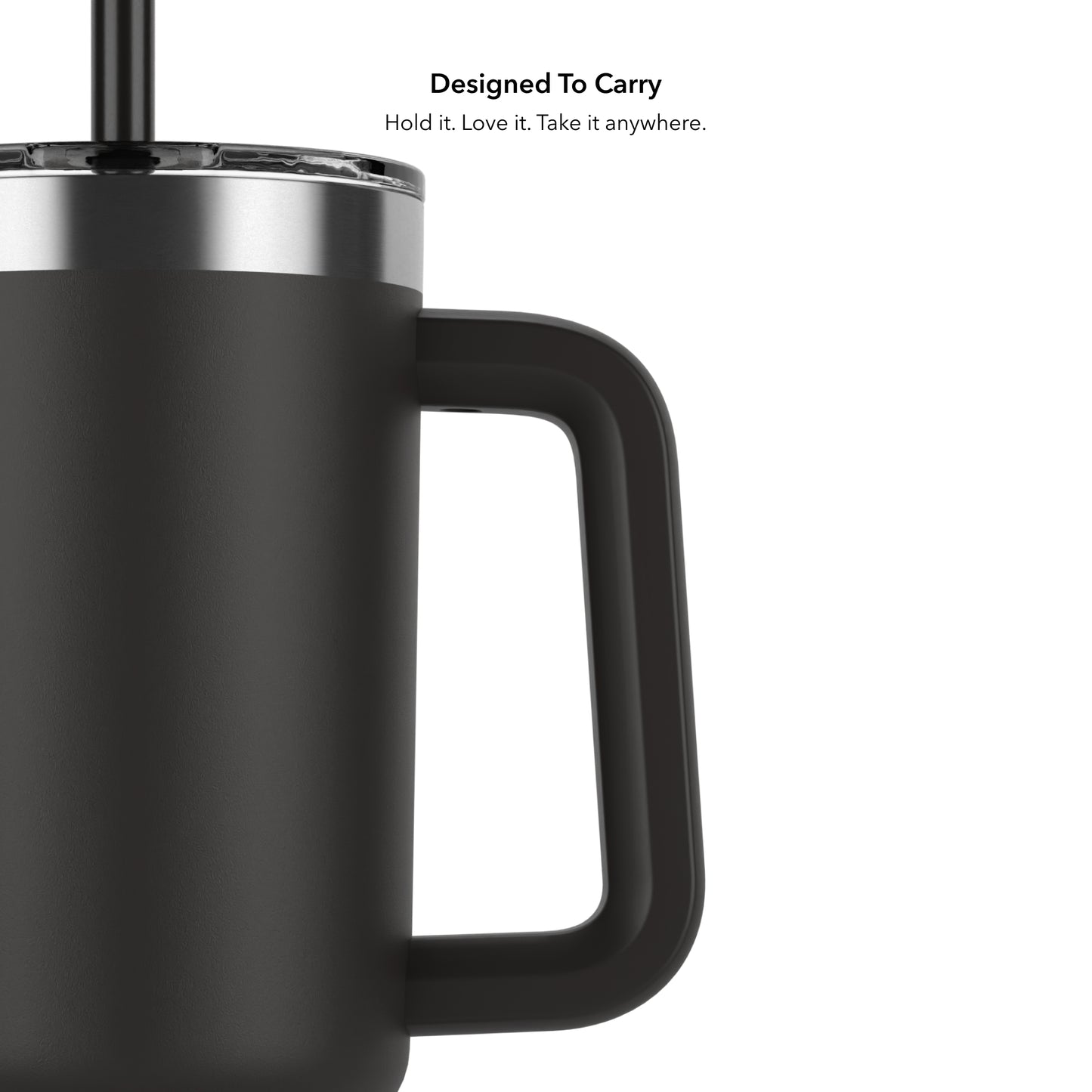 Tragegriff des schwarzen HidrateSpark PRO 2 Tumbler – Designed to Carry