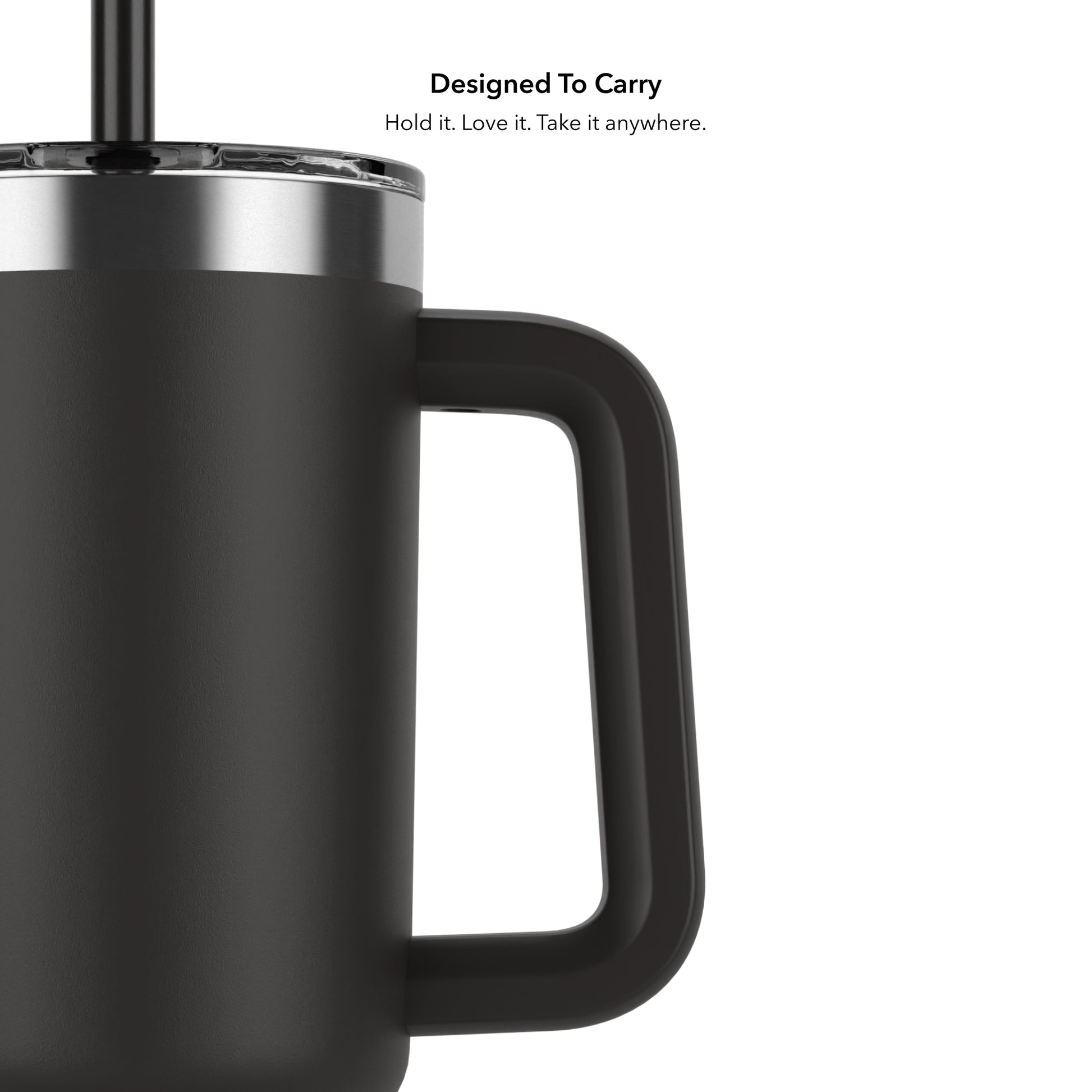 Tragegriff des schwarzen HidrateSpark PRO 2 Tumbler – Designed to Carry