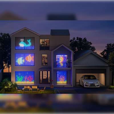 Yeelight LED Lichtervorhang außen am Haus – animierte Lichtmotive für Fenster und Fassade