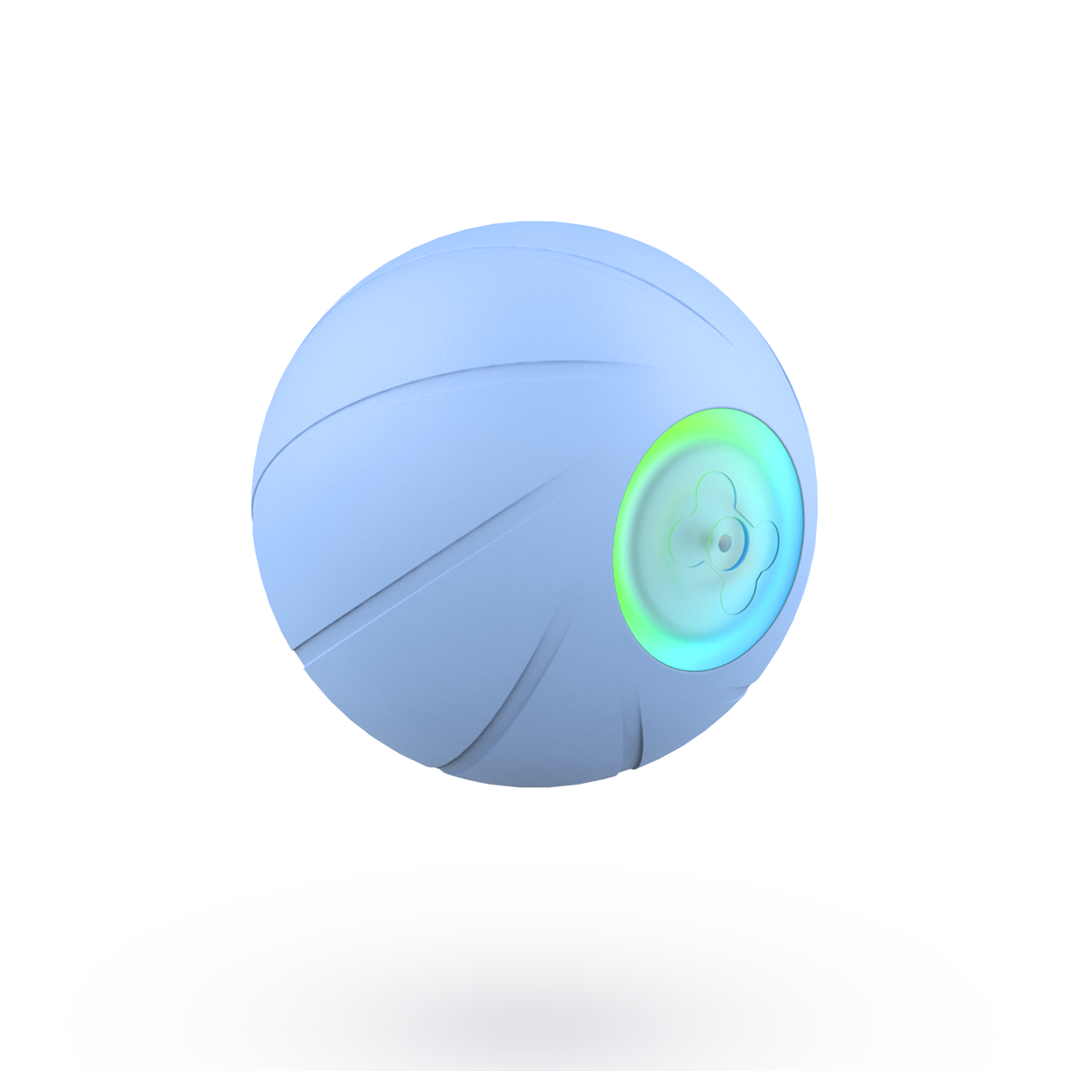 Blauer, interaktiver Cheerble Wicked Ball SE mit LED-Leuchtring und Power-Taste – für selbstständige Bewegung und langanhaltenden Spielspaß bei Haustieren.