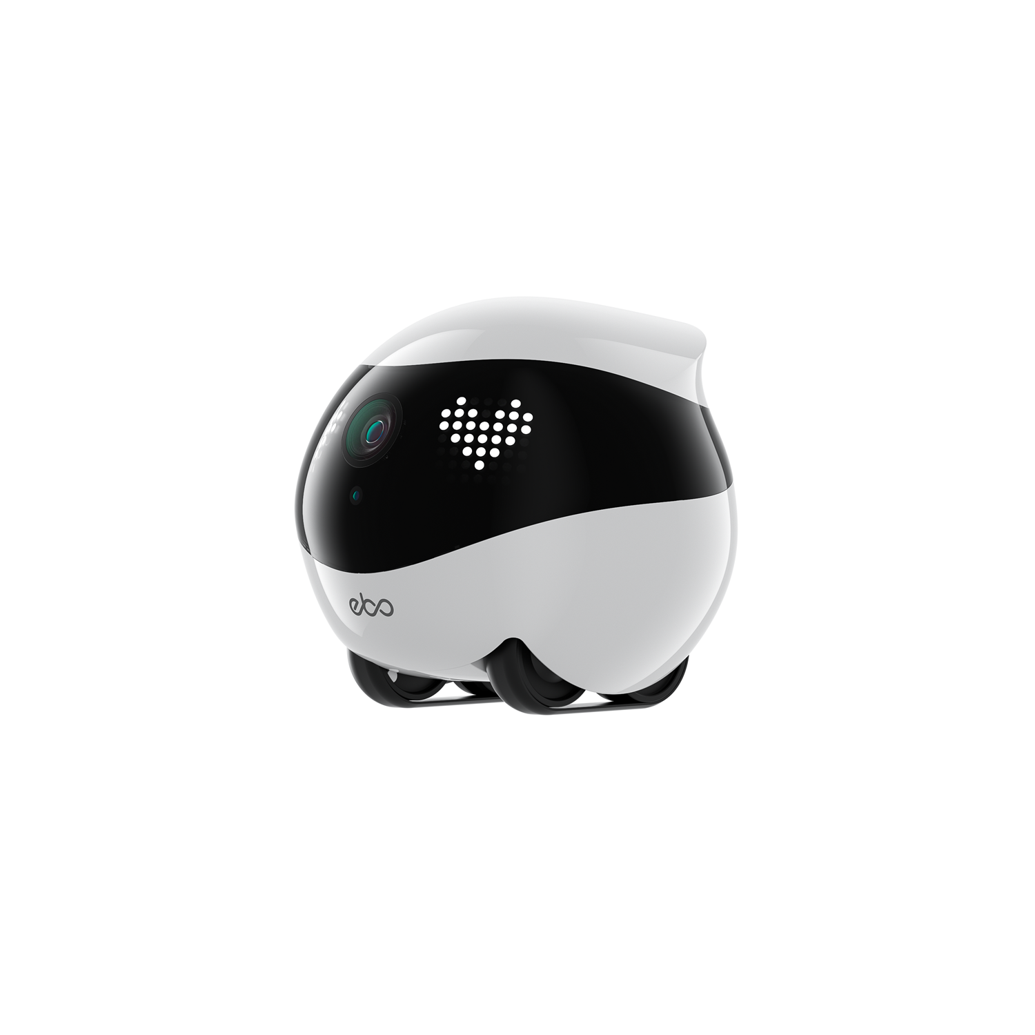 EBO Air 2 Dove White – Intelligenter Haustierroboter mit Kamera, LED-Herzaugen und Rädern, in Weiß-Schwarz