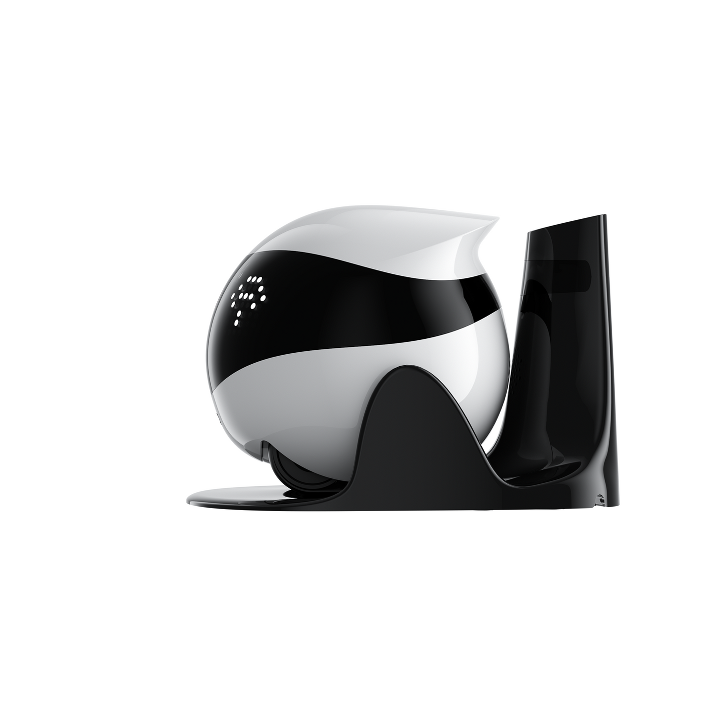 EBO Air 2 Dove White – Smarter Haustierroboter in Ladestation, kugelförmig mit LED-Augen und Kamera, Weiß-Schwarz