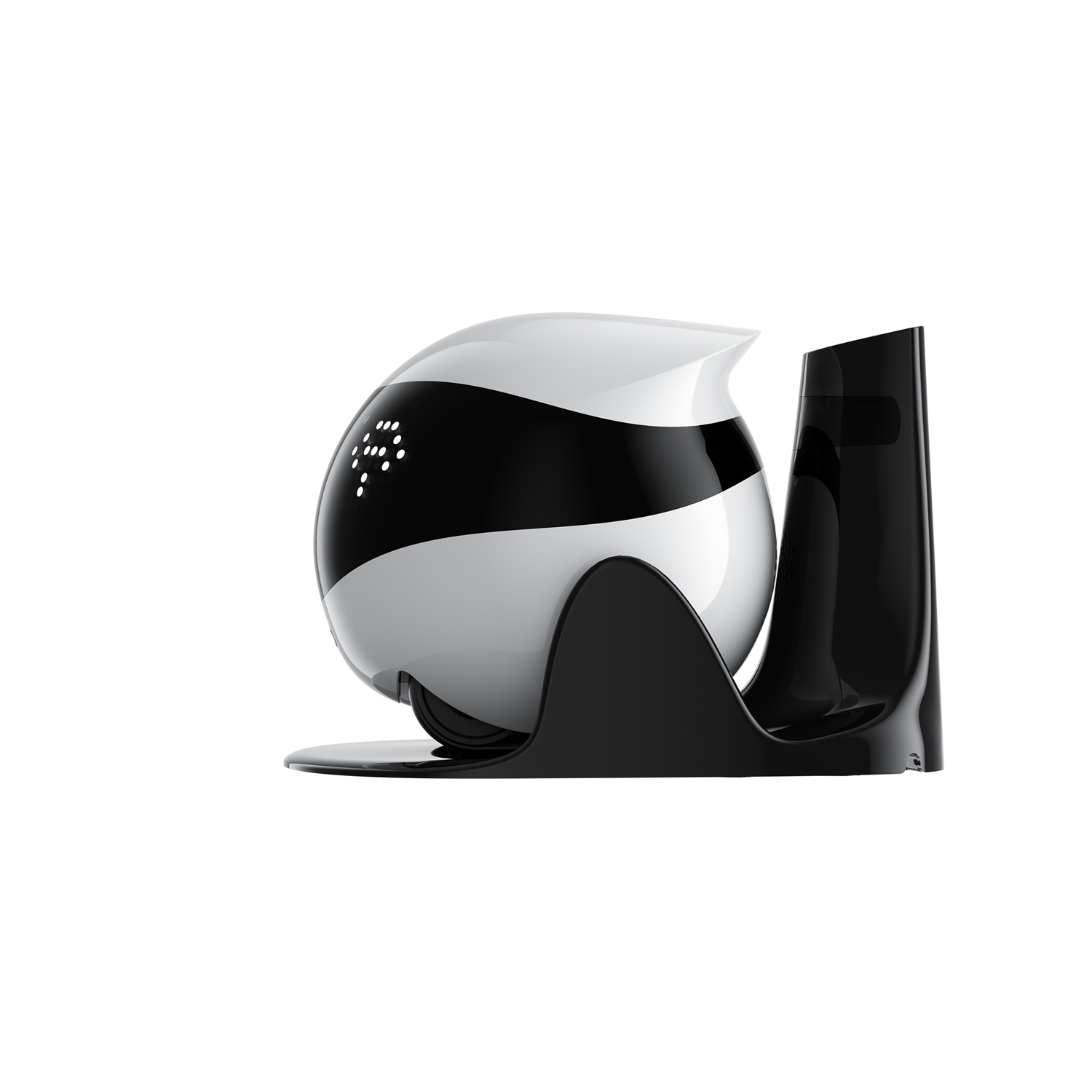 EBO Air 2 Dove White – Smarter Haustierroboter in Ladestation, kugelförmig mit LED-Augen und Kamera, Weiß-Schwarz