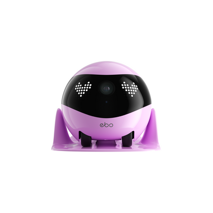 EBO Air 2 Robin Pink – Smarter Haustierroboter mit Kamera und LED-Augen, in Ladestation, kugelförmig, in Rosa-Schwarz