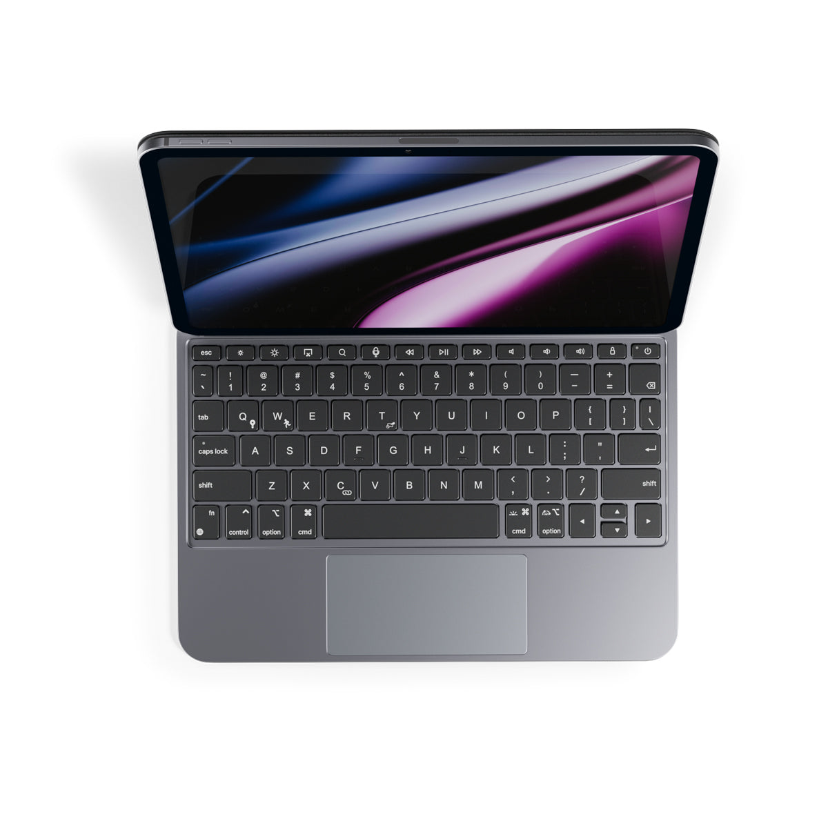 Epico UltraBoard Slim Keyboard Case EK40 – iPad-Tastaturhülle mit Trackpad und Aluminiumgehäuse in Space Black, für iPad Pro & Air 10,9–11 Zoll, von oben