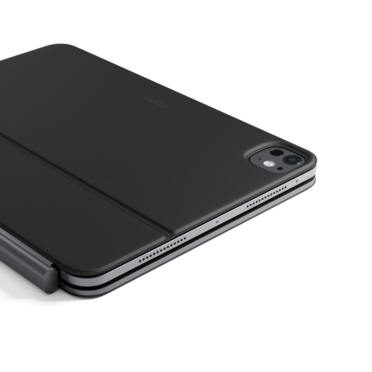 Epico UltraBoard Slim Keyboard Case EK40 – iPad-Tastaturhülle mit Trackpad und Aluminiumgehäuse in Space Black, für iPad Pro & Air 10,9–11 Zoll zugeklappt