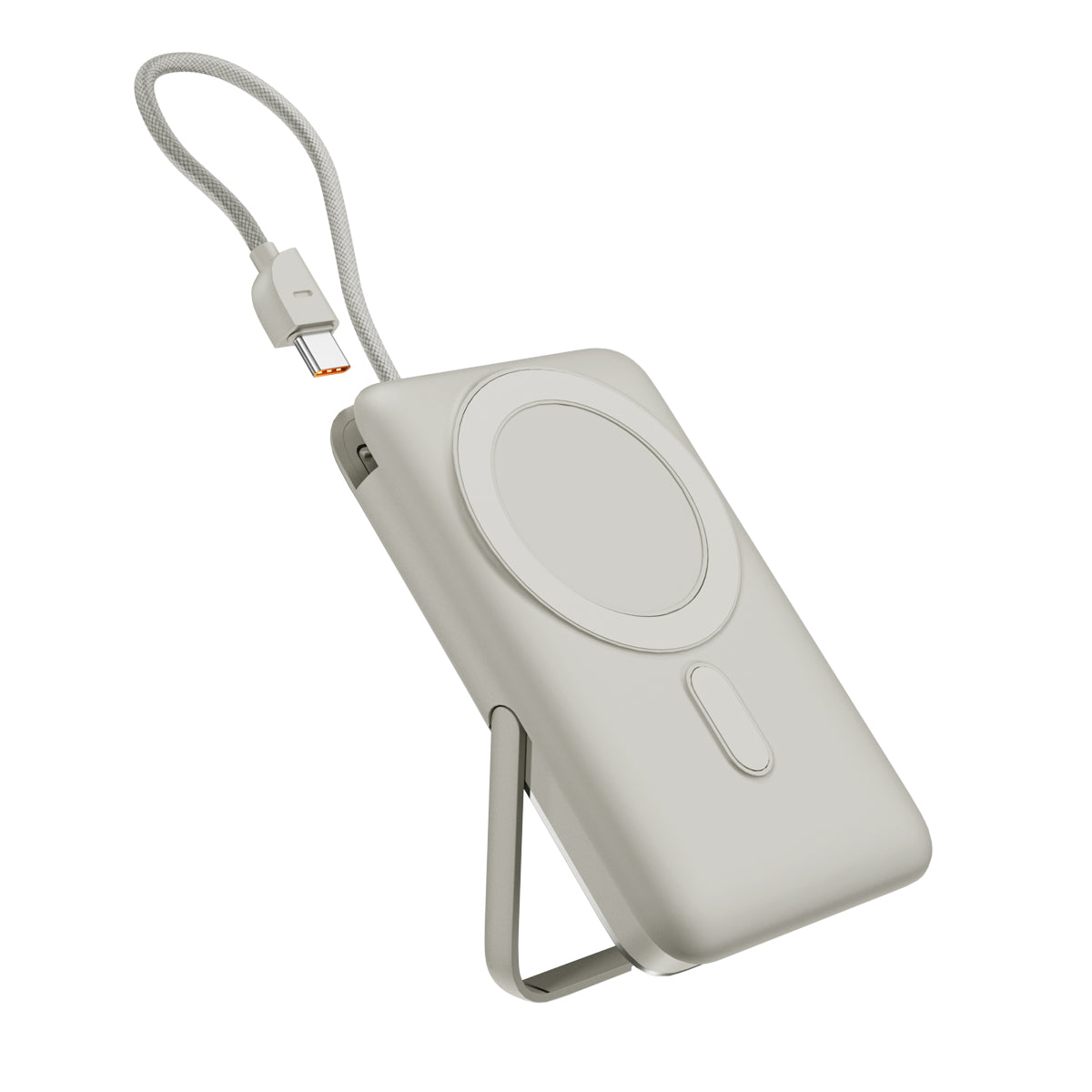 Epico UltraPack Mag+ Wireless Power Bank EM67 – 10000mAh Powerbank mit MagSafe, integriertem USB-C-Kabel und Standfuß, in Grau