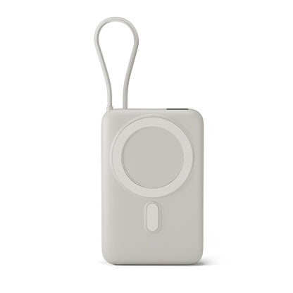 Epico UltraPack Mag+ Wireless Power Bank EM67 – 10000mAh Powerbank mit MagSafe, integriertem USB-C-Kabel und Standfuß, in Grau