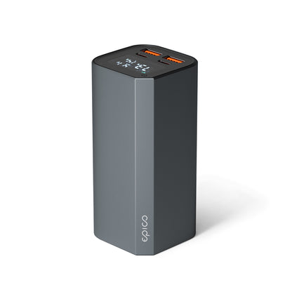 Epico Aluminium Power Bank 20000mAh – Hochleistungs-Powerbank mit USB-C PD 100 W, 4 Anschlüssen und LED-Display, Space Grey, stehend