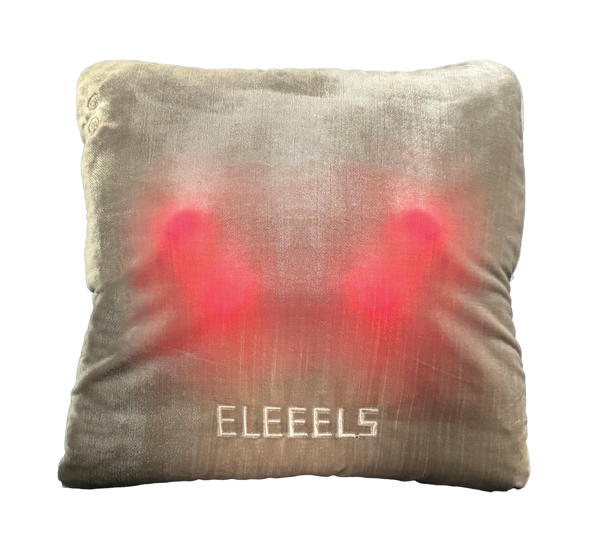 Graues Eleeels H1S Shiatsu Massagekissen mit sichtbarer roter Wärmefunktion im Inneren.