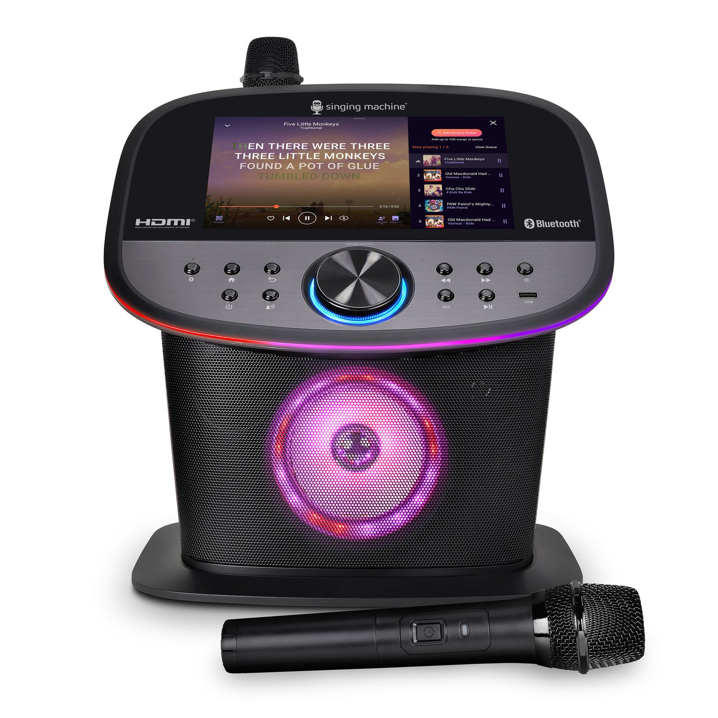 Singing Machine Karaoke-Anlage mit integriertem Display, Streaming-Funktion und kabellosem Mikrofon