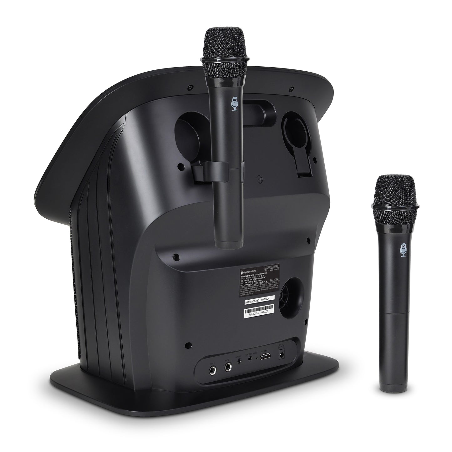 Singing Machine Karaoke-System mit Mikrofonhalterung, HDMI-Ausgang, USB-Anschluss und Audio-Eingängen