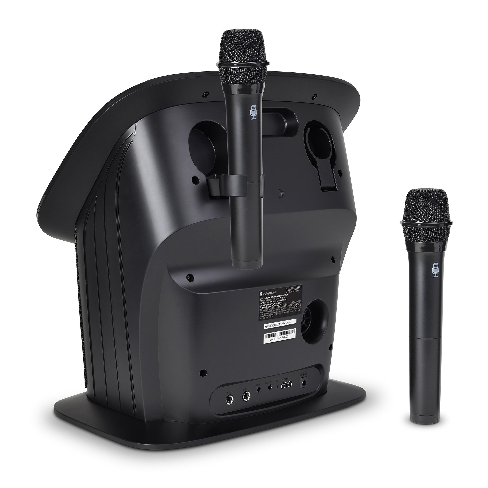 Singing Machine Karaoke-System mit Mikrofonhalterung, HDMI-Ausgang, USB-Anschluss und Audio-Eingängen