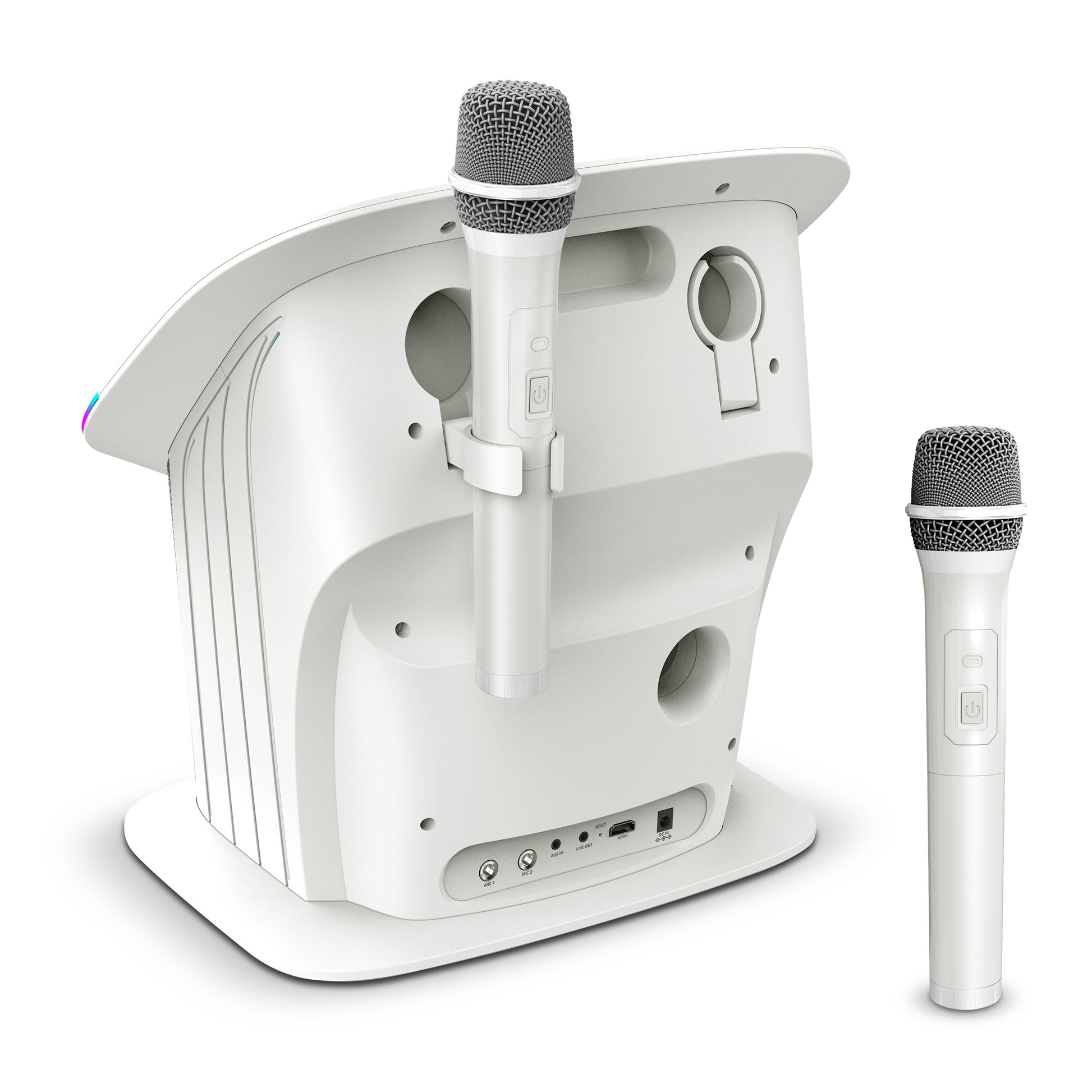 Singing Machine Karaoke-System mit Mikrofonhalterung, HDMI-Ausgang, USB-Anschluss und Audio-Eingängen