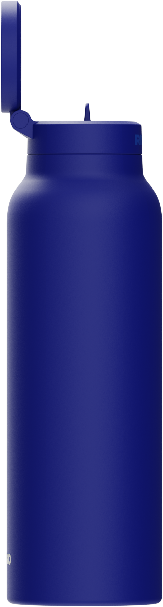 Blaue Ringo Flasche mit geöffnetem Magnethalter