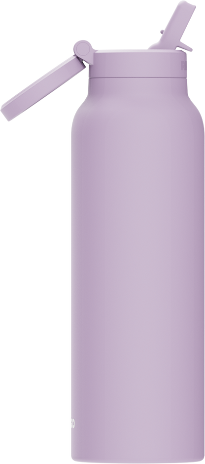 Ringo PRO Lila Trinkflasche mit ausgeklapptem Trinkhalm