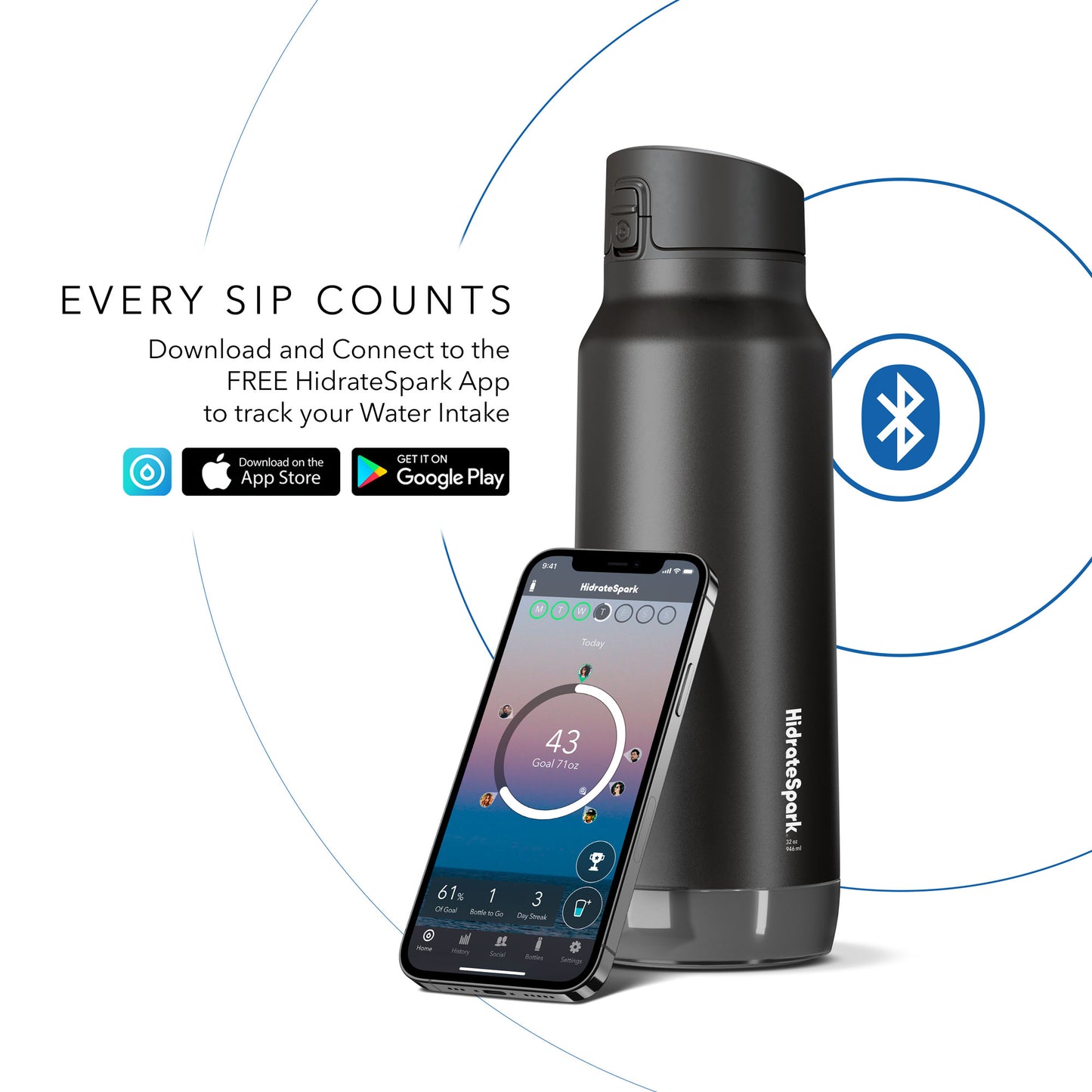 Hidrate Spark Pro Stainless Steel Chug 32 Oz - Smart Drinking Bottle